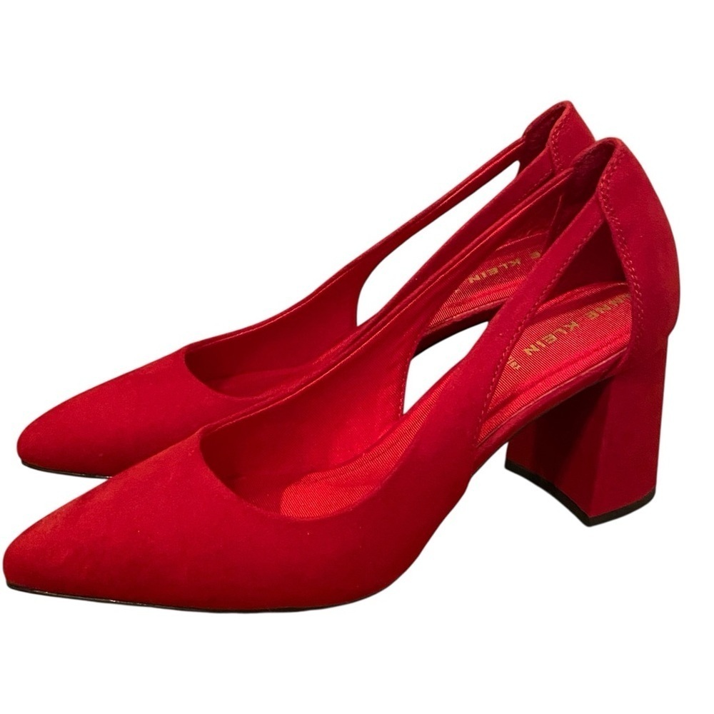 Ann Klein Womens Deep Red Berkley Pump Point Toe Heels - Picture 2 of 10